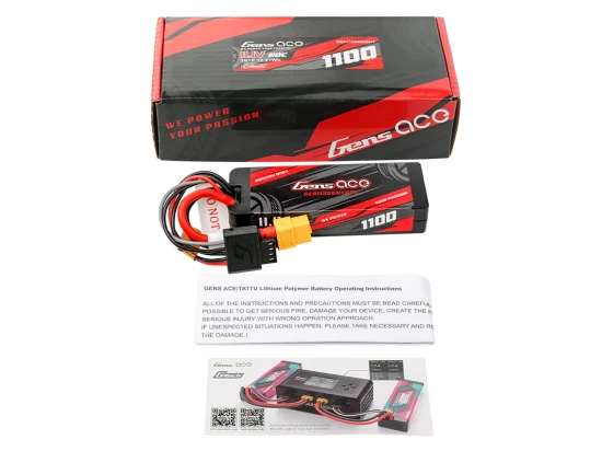 Gens Ace G-Tech Hard Case LiPo - 3S 11.1V 1100mAh 60C with XT60