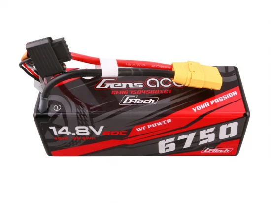 Gens Ace G-Tech Hard Case LiPo - 4S 14.8V 6750mAh 60C with XT90