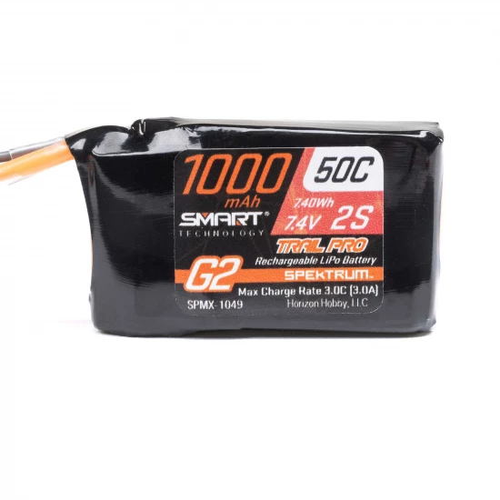 Spektrum 7.4V 1000mAh 2S 50C Smart G2 Trail Pro LiPo Battery: IC2