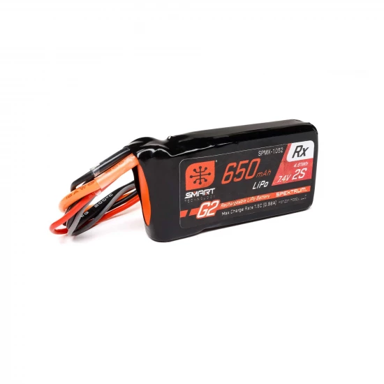 Spektrum 2S 7.4V 650mAh 15C Smart G2 Receiver LiPo Battery - IC3 + BEC Connectors