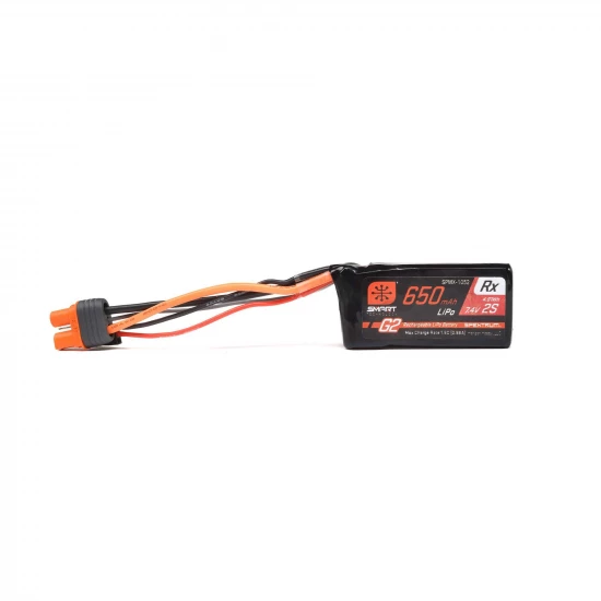 Spektrum 2S 7.4V 650mAh 15C Smart G2 Receiver LiPo Battery - IC3 + BEC Connectors
