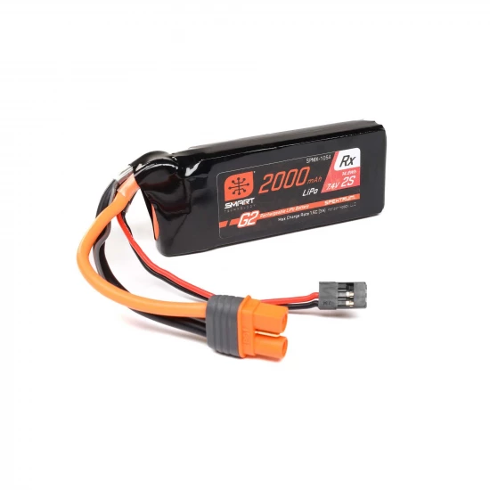 Spektrum 2S 7.4V 2000mAh 15C Smart G2 Receiver LiPo Battery - IC3 + BEC Connectors