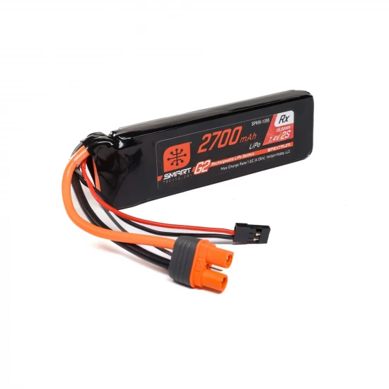 Spektrum 2S 7.4V 2700mAh 15C Smart G2 Receiver LiPo Battery - IC3 + BEC Connectors