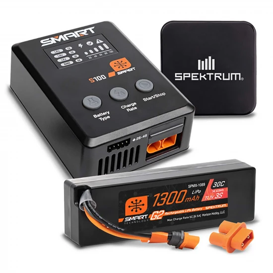 Spektrum SMART Powerstage Bundle - 1300mAh 3S 30C LiPo (IC2) With S100 USB-C Charger