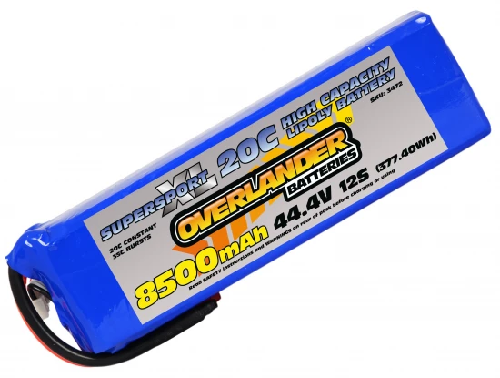 Overlander 8500mAh 44.4V 12S 20C Supersport XL LiPo Battery