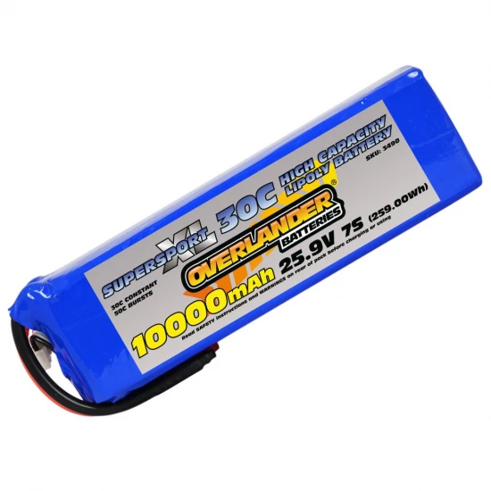 Overlander 10000mAh 25.9V 7S 30C Supersport XL Lipo Battery - Bare Leads