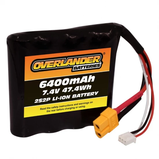 Overlander 6400mAh 7.4V 2S2P Flat 18650 Li-Ion Battery - Mini Tamiya