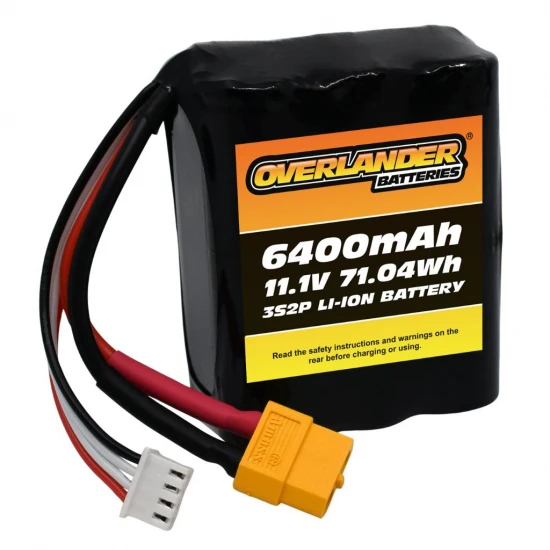 Overlander 6400mAh 11.1V 3S2P Config 16 18650 Li-Ion Battery - Deans