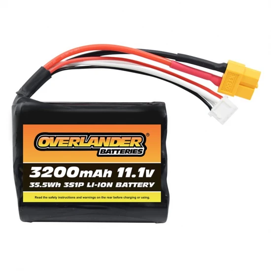 Overlander 3200mAh 11.1V 3S Flat 18650 Li-Ion Battery - Deans