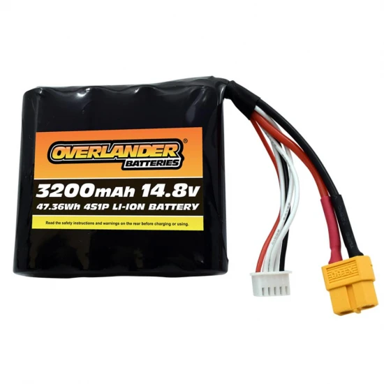 Overlander 3200mAh 14.8V 4S Flat 18650 Li-Ion Battery - Deans