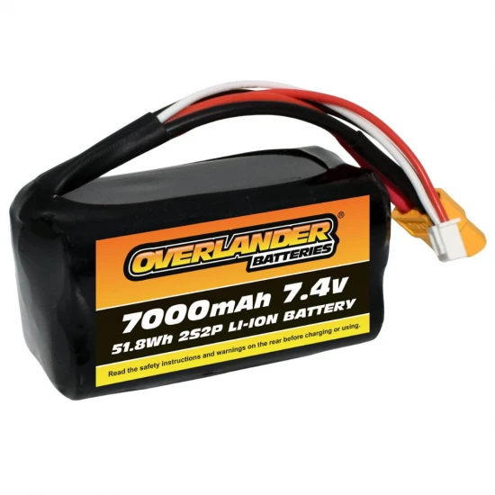 Overlander Samsung 7000mAh 7.4V 2S2P Square 18650 Li-Ion Battery - Deans