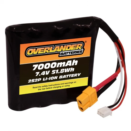 Overlander Samsung 7000mAh 7.4V 2S2P Flat 18650 Li-Ion Battery - Deans