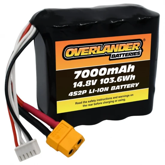 Overlander Samsung 7000mAh 14.8V 4S2P Config 25 18650 Li-Ion Battery - Deans