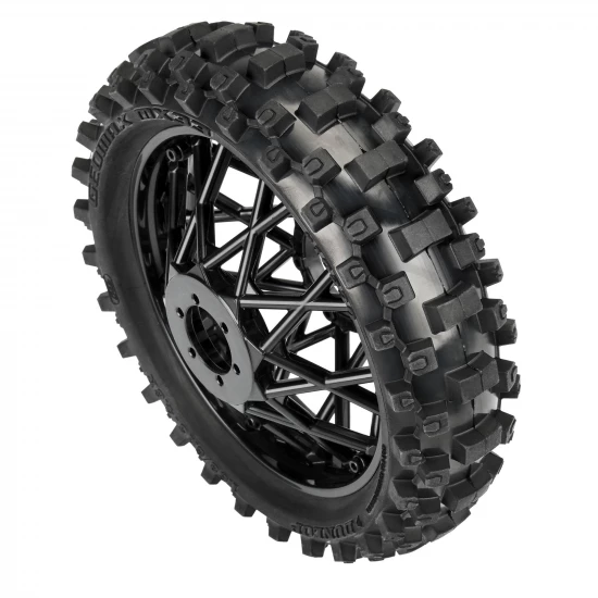 ProLine Dunlop Geomax MX33 CR4 Rear Tyre Mounted on Black Losi Promoto Wheel (1)