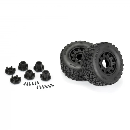 ProLine Jaeger HP Belted 2.8 Tyres Mounted on 12mm/14mm Black Raid Wheels (2)