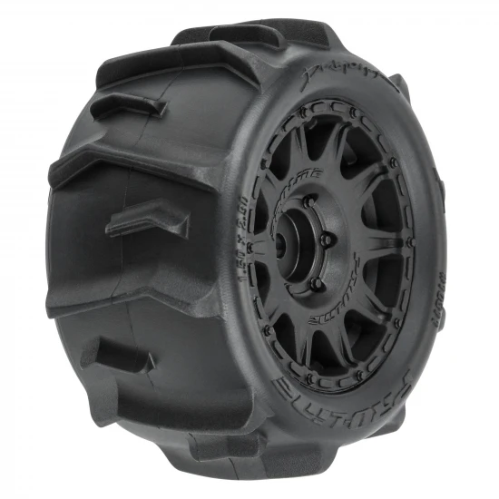 ProLine 1:18 Dumont Tyres Mounted on 12mm Hex Black Raid Wheels (4) - Granite GROM
