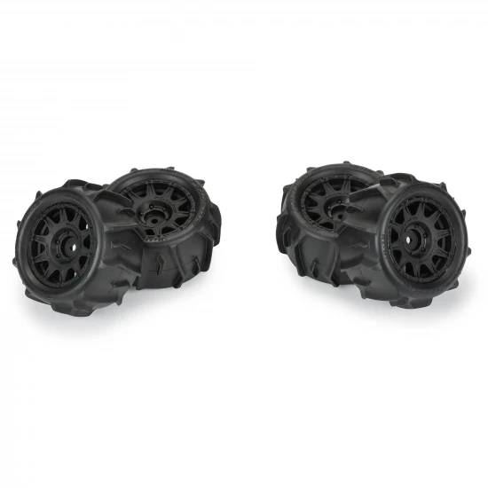 ProLine 1:18 Dumont Tyres Mounted on 12mm Hex Black Raid Wheels (4) - Granite GROM
