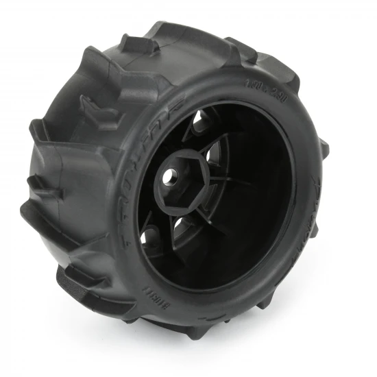 ProLine 1:18 Dumont Tyres Mounted on 12mm Hex Black Raid Wheels (4) - Granite GROM