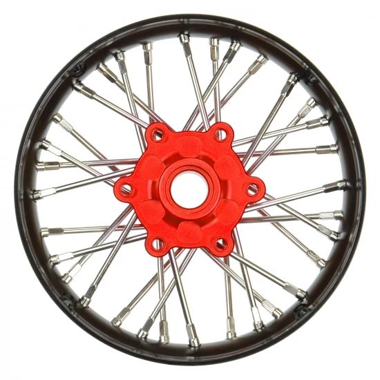 1/4 Pro-Spec Aluminium V2 Bead Front Wheel Black/Red (1): Pro