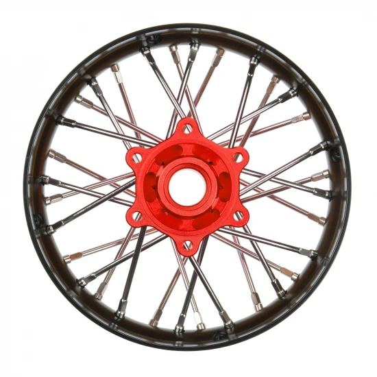 1/4 Pro-Spec Aluminium V2 Bead Rear Wheel Black/Red (1): Prom