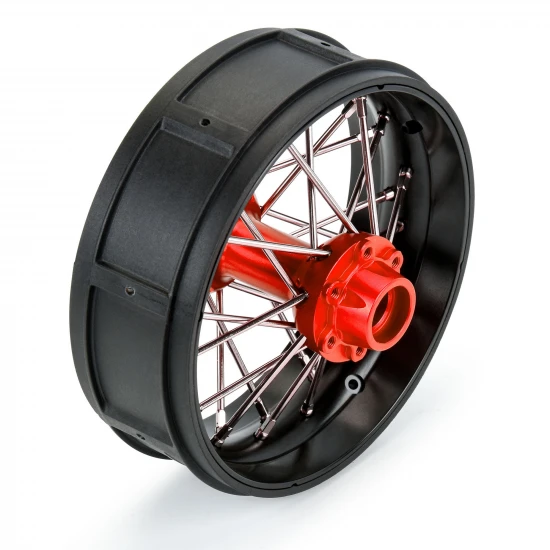 1/4 Pro-Spec Aluminium V2 Bead Rear Wheel Black/Red (1): Prom