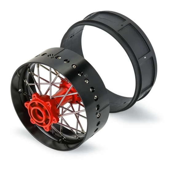 1/4 Pro-Spec Aluminium V2 Bead Rear Wheel Black/Red (1): Prom