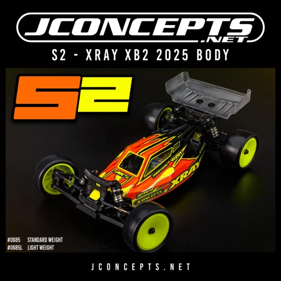 J Concepts S2 - XRAY XB2 2025 Body w/carpet/turf/dirt Wing