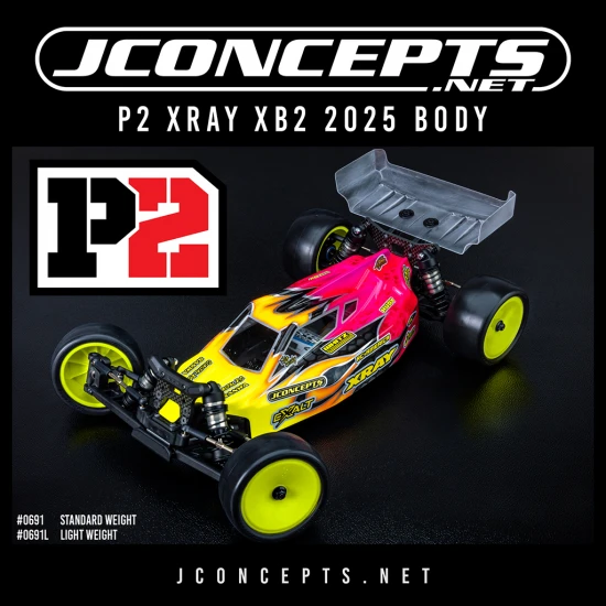 J Concepts P2 - XRAY XB2 2025 Body w/carpet/turf/dirt Wing