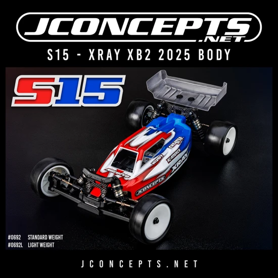 J Concepts S15 - XRAY XB2 2025 Body w/carpet/turf/dirt Wing