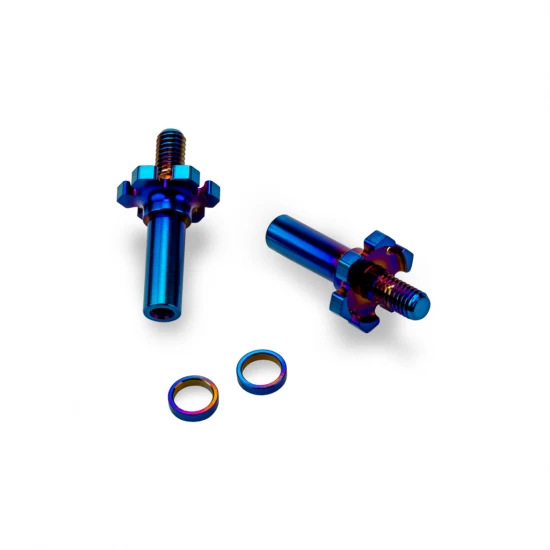 J Concepts Adjustable RC10B7D Titanium Front Axle 2pc - Blue