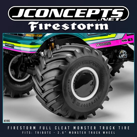 J Concepts Firestorm Full Cleat Monster Truck Tyre - Blue