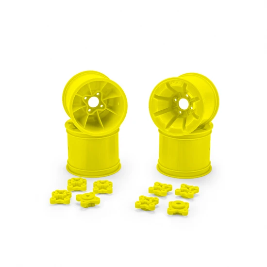 J Concepts Pioneer - RC10T 2.2 Rear Wheel Ylw + Adapter 4pc