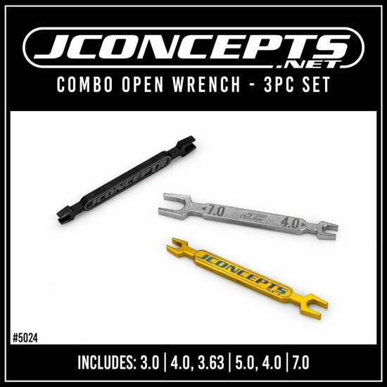 J Concepts Combo Open Wrench Set - 3pc (3,4,3.63,5,4,7mm)