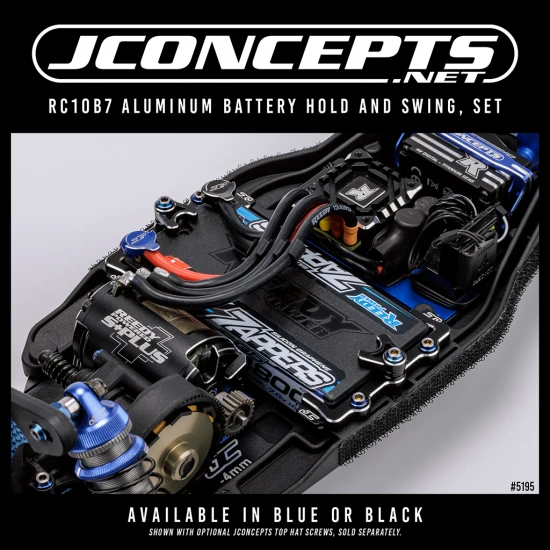 J Concepts RC10B7 Aluminium Battery Hold and Swing Set - Black