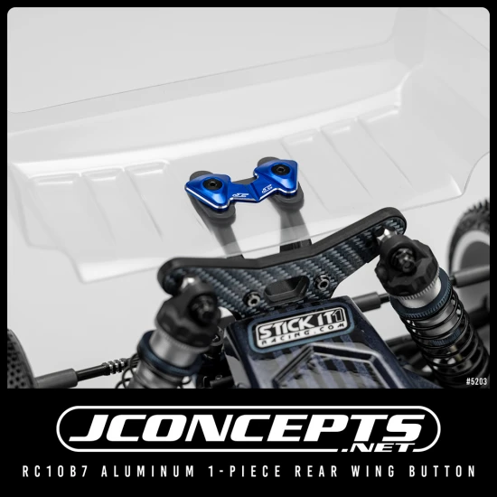 J Concepts RC10B7 Aluminium 1 Piece Rear Wing Button - Blue