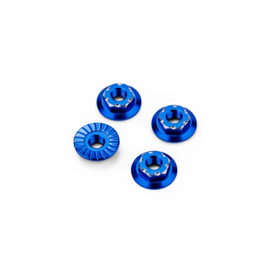 J Concepts RC10B7 M4 Low-Profile Alloy Wheel Nut - Blue - 4pc