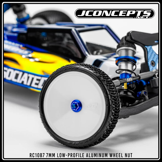 J Concepts RC10B7 M4 Low-Profile Alloy Wheel Nut - Blue - 4pc