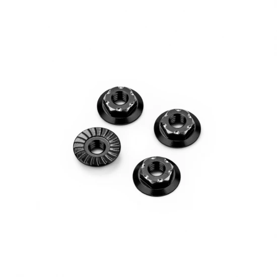 J Concepts RC10B7 M4 Low-Profile Alloy Wheel Nut - Black -4pc