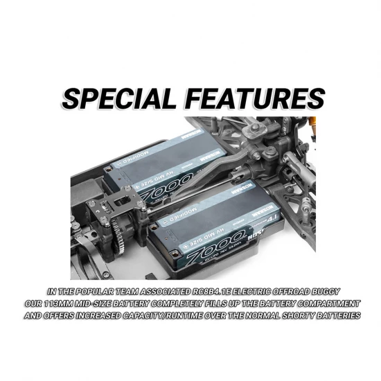 Nosram LiPo 7000mAh G4.1 HV Mid Size - 7.6v 2S HV - 5mm Tubes