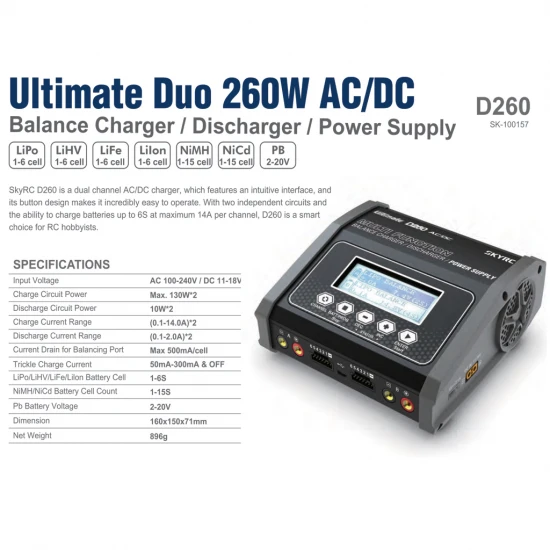 SkyRC D260 AC/DC Twin 130W Charger