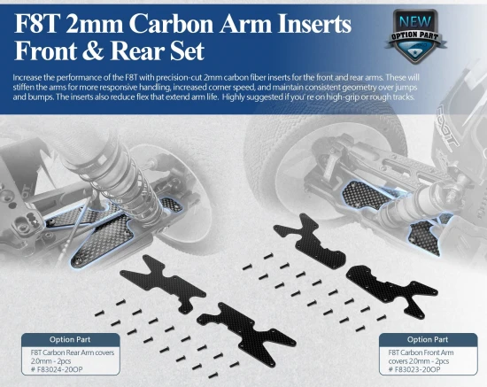 Sparko F8T Carbon Fiber Front Arm Inserts 2mm (2)