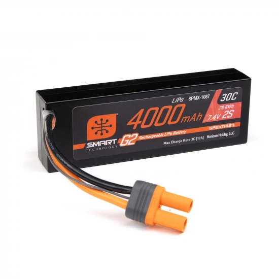 7.4V 4000mAh 2S 30C Smart G2 Hardcase LiPo Battery: IC5