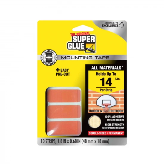 Super Glue Double-Sided Permanent Mounting Strips (10 strips, 48mmx18mm)