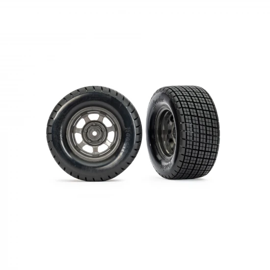 Traxxas Dirt Oval Grey Front Wheels w/ Hoosier Tyres (2)