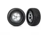 Traxxas Tyres + wheels, assembled, glued (SCT, satin chrome wheels, beadlock type (dual profile 2.2in outer 3.0in inner, Hoosier tyres, foam inserts) (2) (2WD front)