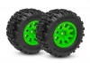Traxxas Tyres + wheels, assembled (green wheels, dual profile (2.1 outer, 2.6 inner), Sledgehammer tyres, foam inserts) (rear) (2)