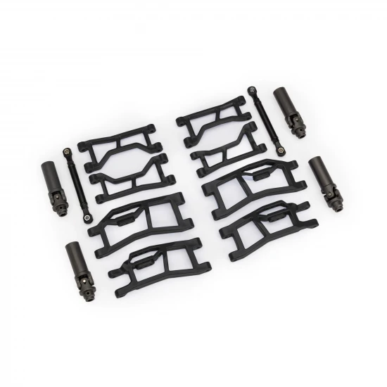 Traxxas Suspension kit, Mini MAXX WideMaxx, black (includes front + rear suspension arms, front toe links + outer half shafts (extended)