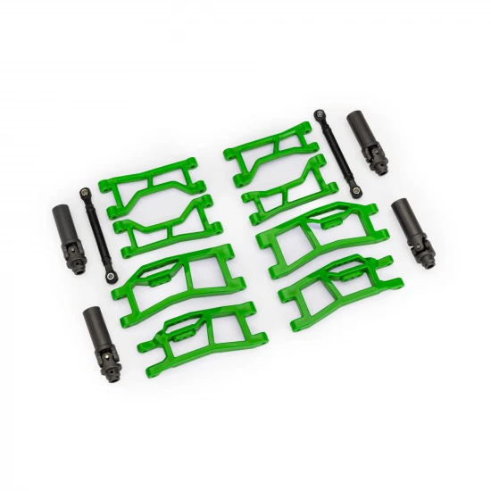 Traxxas Suspension kit, Mini MAXX WideMaxx, green (includes front + rear suspension arms, front toe links + outer half shafts (extended)