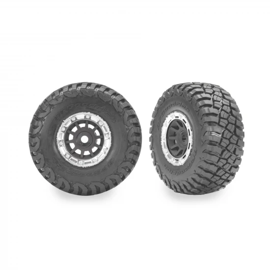 Traxxas 1.4 Grey + Chrome Wheels w/ BFG Mud-Terrain Tyres (2)