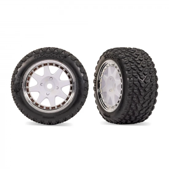 Traxxas White Front Mini Rally Wheels with Rally Tires (2)
